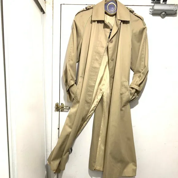 VINTAGE CYCLONE BY UTEX MADE IN ROMANIA BELTED TRENCH COATS SIZE 14 - Picture 2 of 16